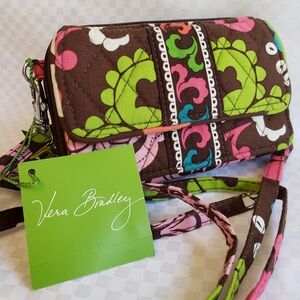 Vera Bradley All In one Quilted Brown and Pink Crossbody Bag - NWT